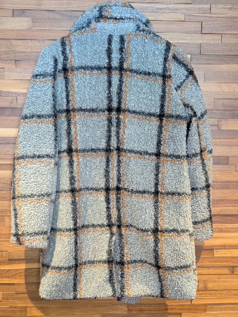 Stoosh Gray & Tan Windowpane Teddy Coat - Picture 7 of 9